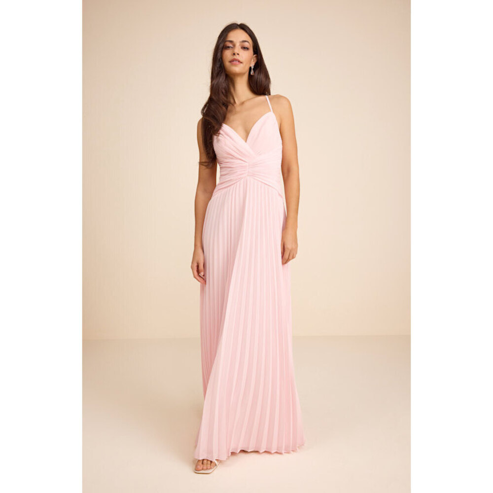 Lulus Corella Light Pink Pleated Backless Maxi Dress - Size S